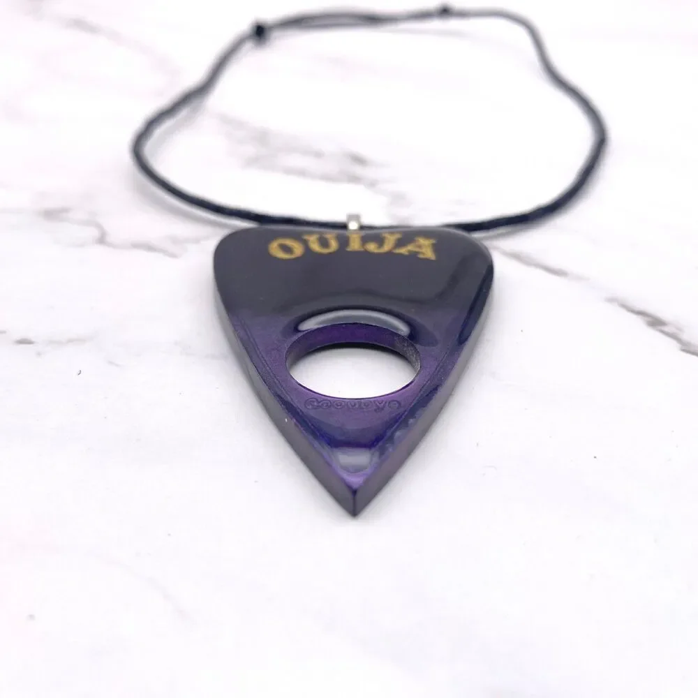 Black Purple Chrome Dipped Ouija Planchette Necklace